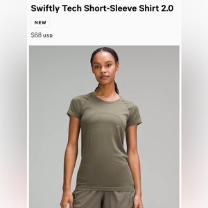 Lululemon Swiftly Tech Short Sleeve 2.0, light green/sage, size 6